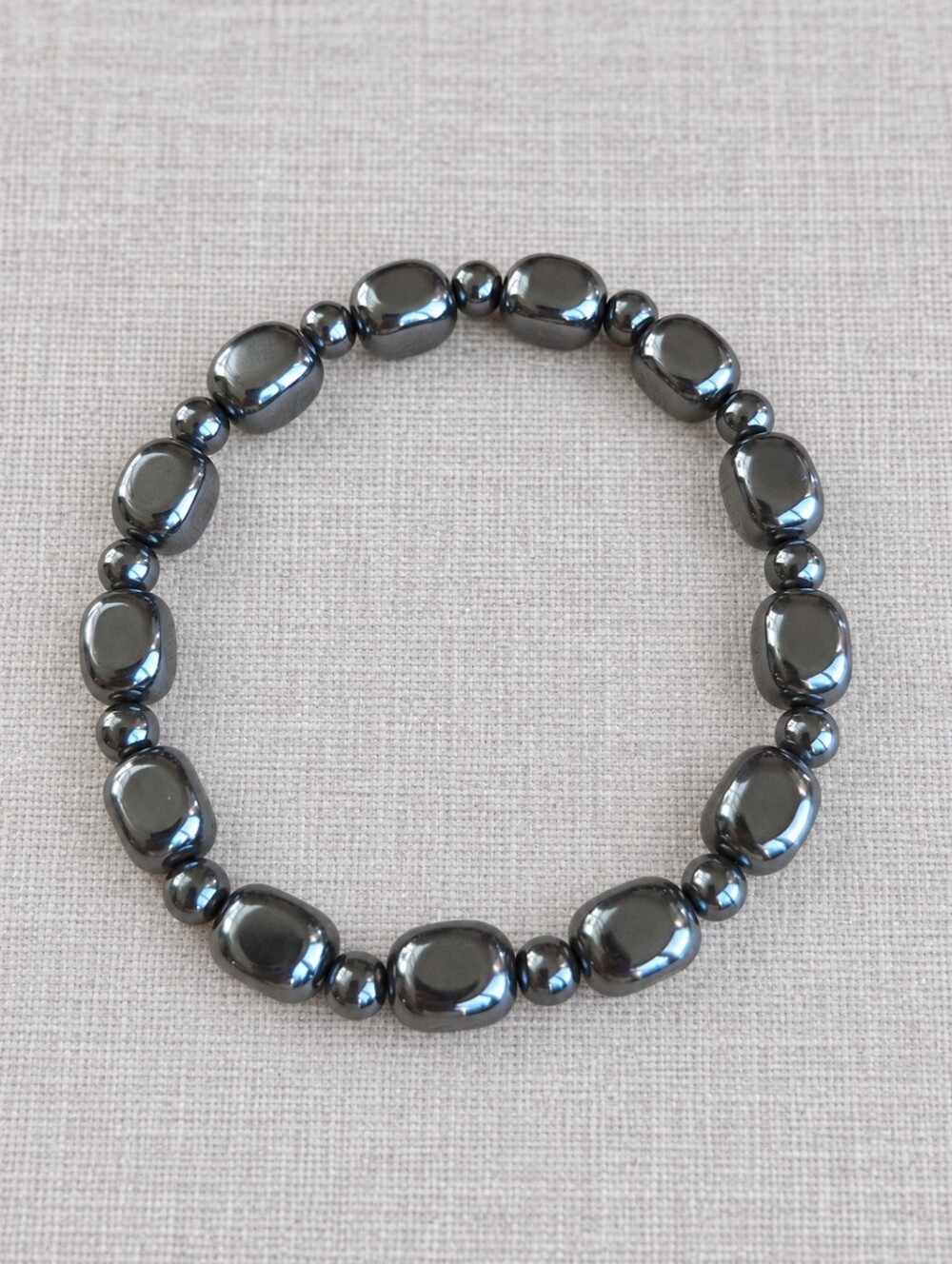 Hematite Beaded Stretch Bracelet | Handmade